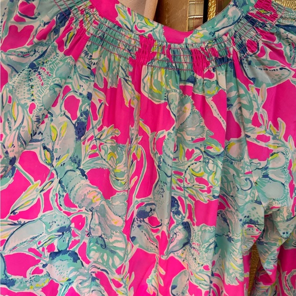 Lilly Pulitzer Vibrant Pink Elsa Silk blouse size XL - Picture 6 of 11